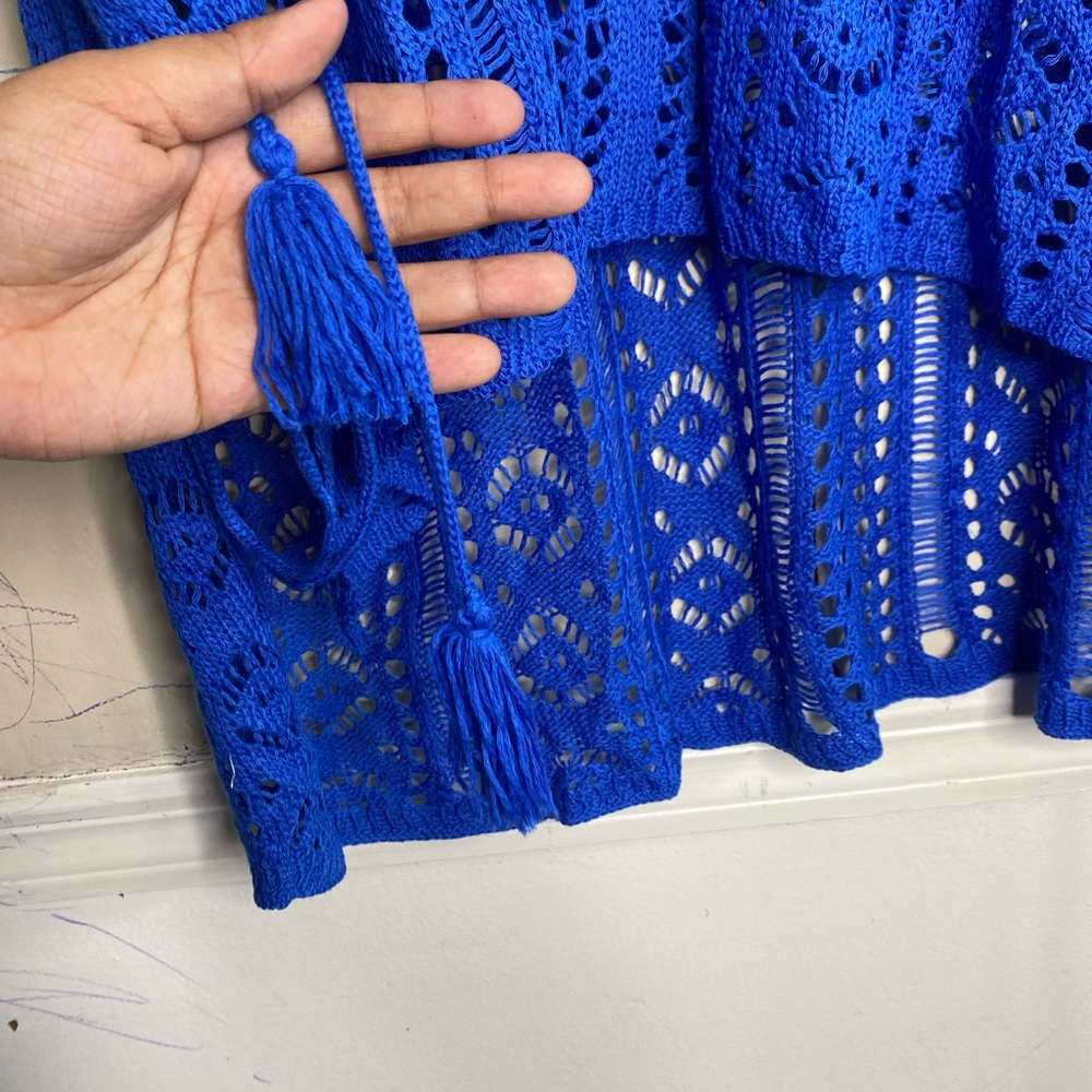 Vibrant Blue Crochet Cover-Up - Picture 4 of 5